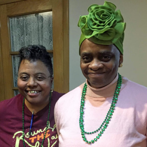 Tina and Diane smile during our St. Patrick's Day prayer